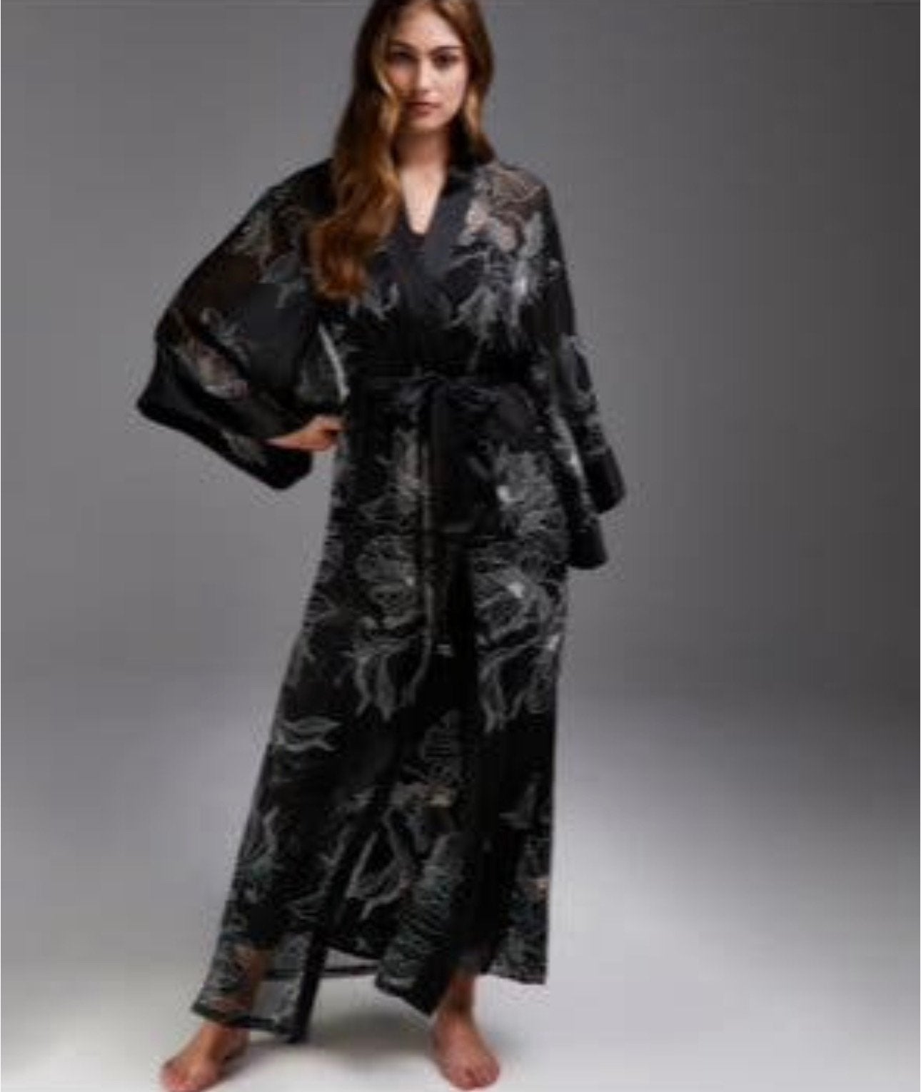 Noir Hunkemoller Aparte Lange Kimono Badjas maat XXL Nieuw, Hunkemöller, Verzenden, Zwart, Badjas