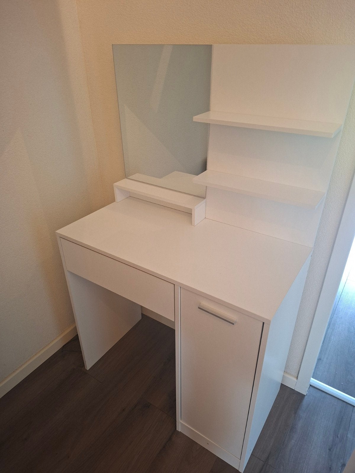 Witte kaptafel met spiegel en opbergruimte - in nette staat, Huis en Inrichting, Ophalen, Gebruikt, 100 tot 150 cm, 50 tot 100 cm