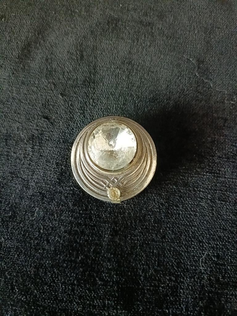 Vintage Art Deco Langani Broche met Kristal, Sieraden, Tassen en Uiterlijk, Met kristal, Overige materialen, 4 tot 7 cm, Gebruikt