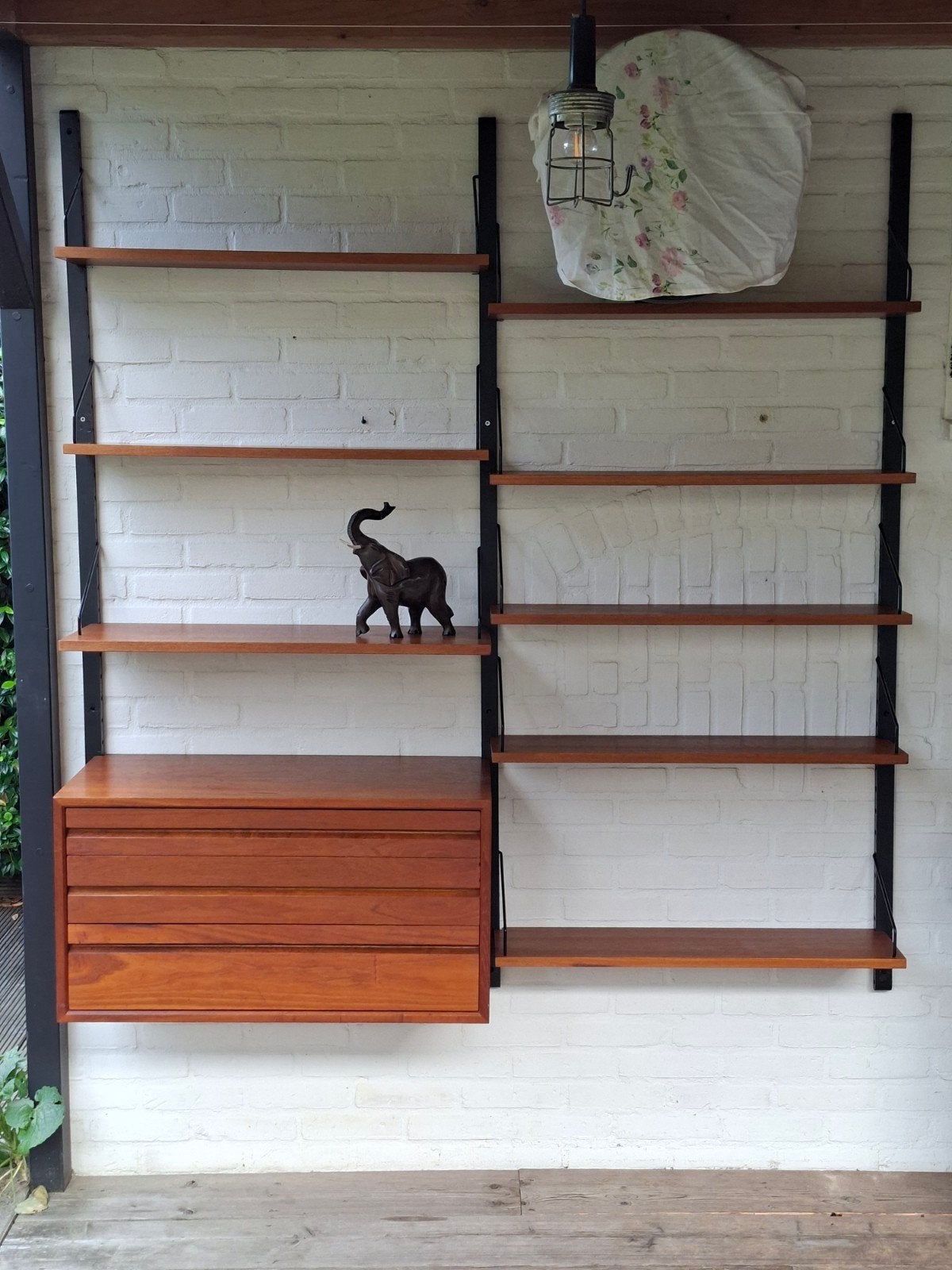 Vintage retro kast wandsysteem Poul Cadovius Deens Design., Ophalen, Gebruikt, 150 tot 200 cm, Teakhout