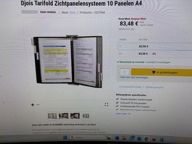Zichtpanelensysteem Djois Tarifold  overzichtelijke data, Ophalen of Verzenden, Nieuw