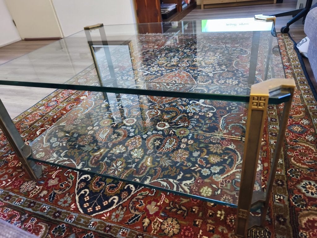 Vintage Peter Ghyczy Salontafel Messing & Glas Jaren, Ophalen of Verzenden