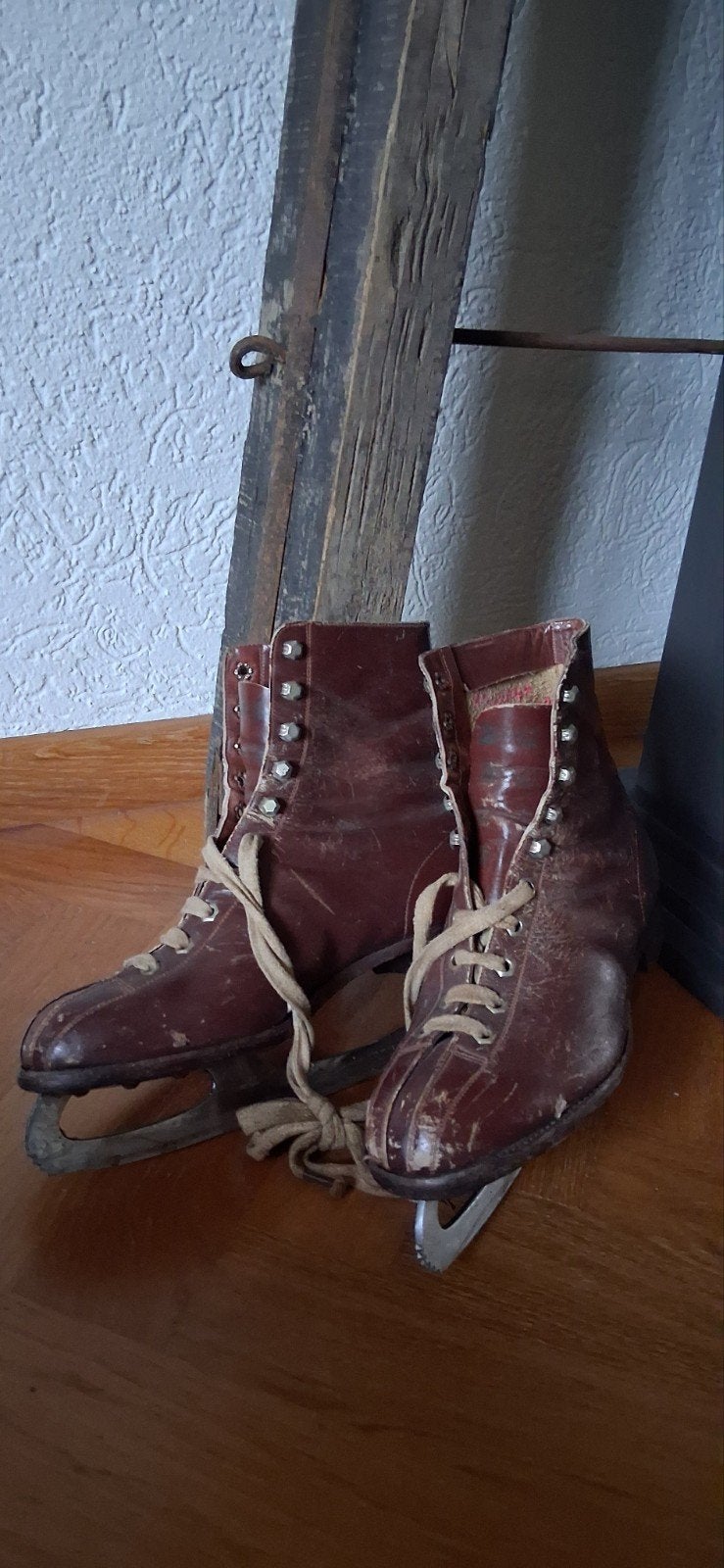 schaatsen brocant, Ophalen, Bruin, Leer, Brocante