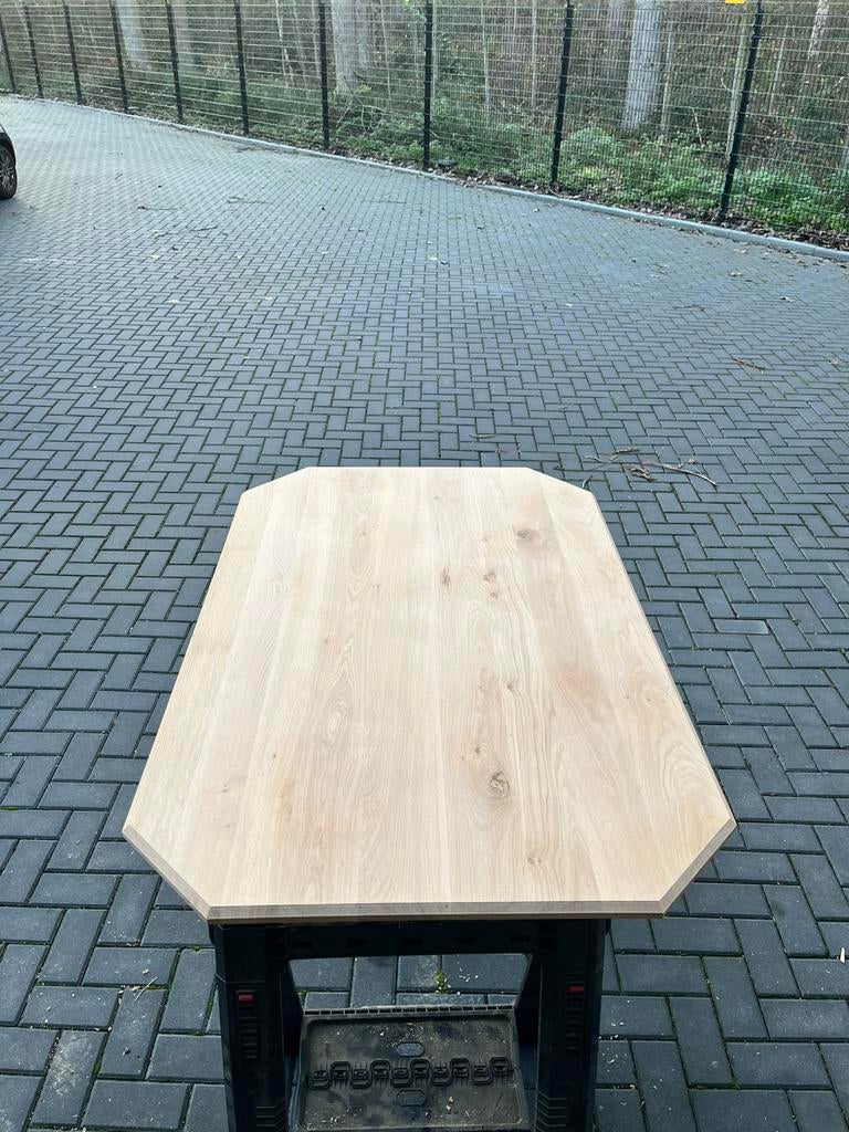 Rechthoekige eettafel 140x90x3 dubbel verjongd eiken, Huis en Inrichting, Tafels | Eettafels, Ophalen, 100 tot 150 cm, Eikenhout