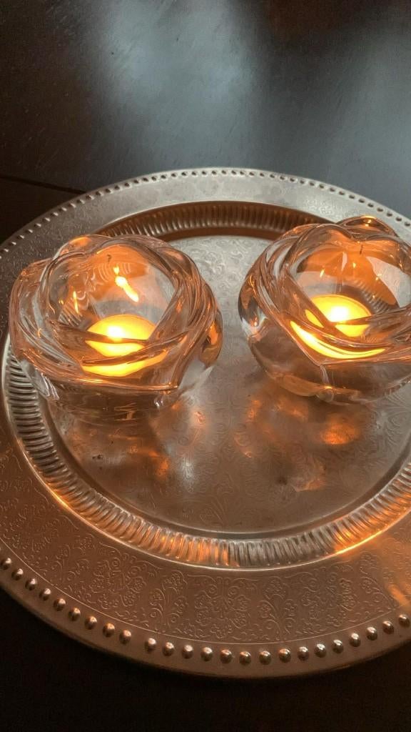 Kristallen windlichtjes, Ophalen of Verzenden, Zo goed als nieuw, Overige materialen, Minder dan 25 cm