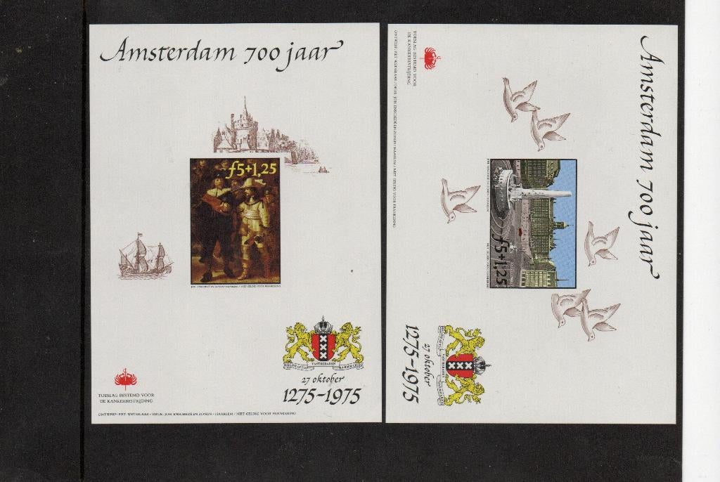 Amsterdam 700 jaar 1275 - 1975.  2 velletjes., Verzenden, 1960 tot 1980, Noord-Holland