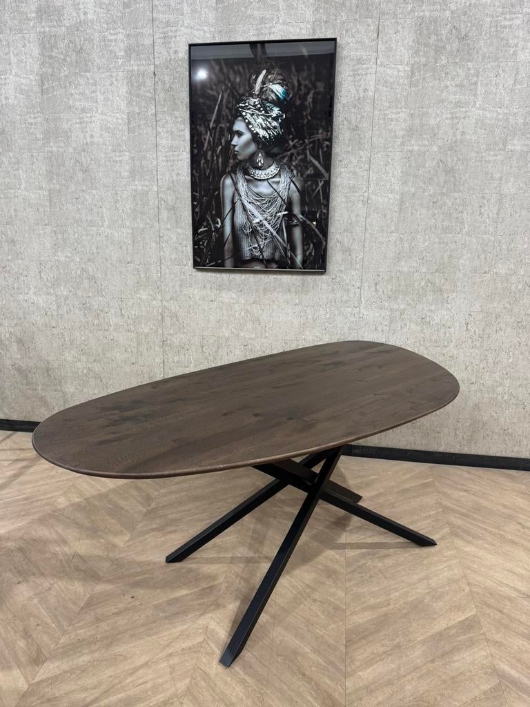 Eiken eettafel organisch Leaf donkerbruin 200x100 *nieuw, Huis en Inrichting, Tafels | Eettafels, Firma Hout en Staal, Eikenhout