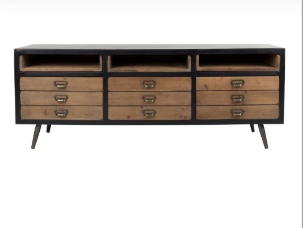 Stoer Dutchbone tvmeubel met Vintage Look, Ophalen, Grenenhout, 150 tot 200 cm, Vintage