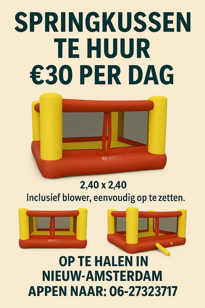 Springkussen te huur - Plezier voor jong en oud!, Ophalen, Gebruikt, Kunststof