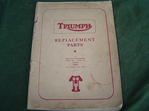 Triumph 5T 6T T100 T110 TR5 TR61957 motorcycle parts list, Motoren, Ophalen of Verzenden, Triumph