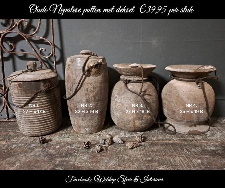 unieke oude Nepalese potten met deksel €39,95 per stuk!!, Ophalen of Verzenden, Nieuw