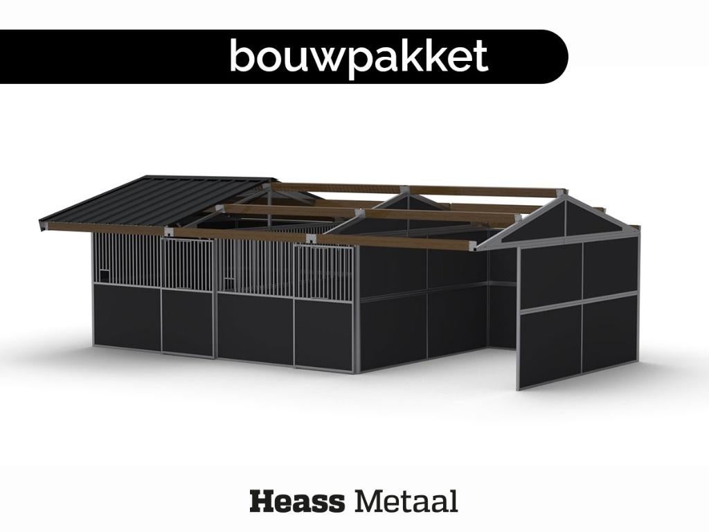 Paardenstal bouwpakket | Zelf monteren | Heass, Weidegang, 4 paarden of pony's of meer