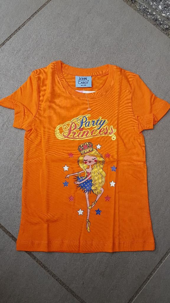 WK EK Oranje Koningsdag shirt 98-104 meisje - NIEUW, Ophalen of Verzenden, Nieuw, Kostuum, Oranje of Koningsdag