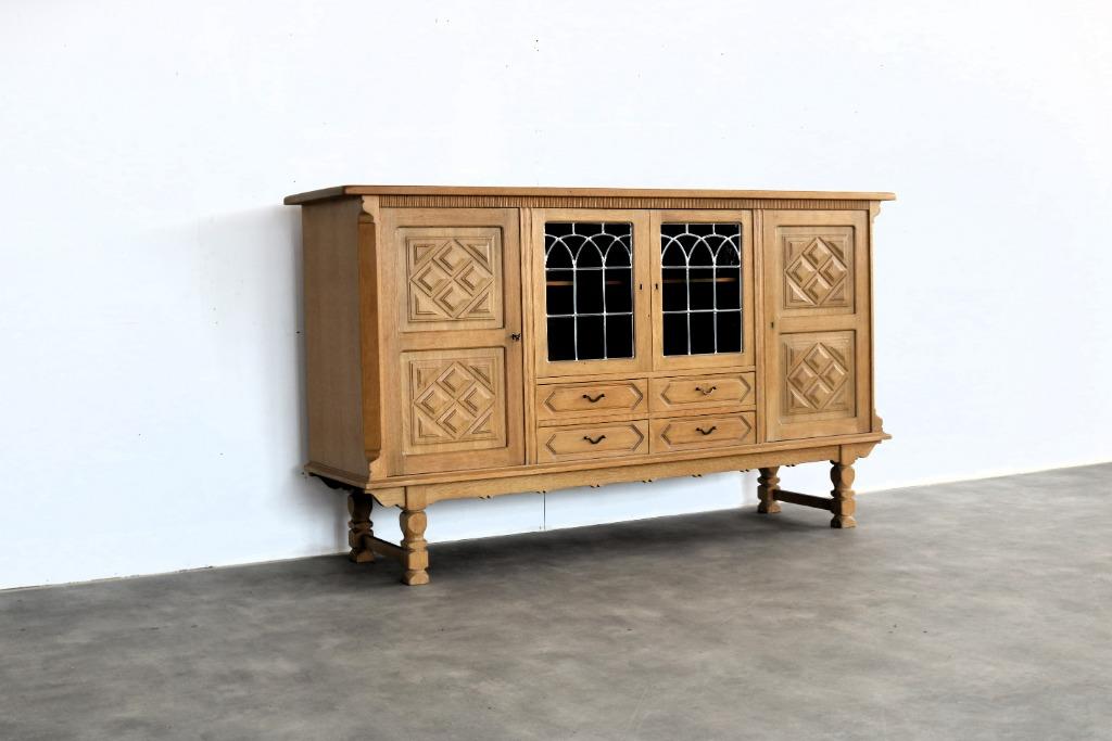 brutalist buffetkast | sideboard | jaren 60 | Deens, Glas, Gebruikt, Met deur(en), 200 cm of meer