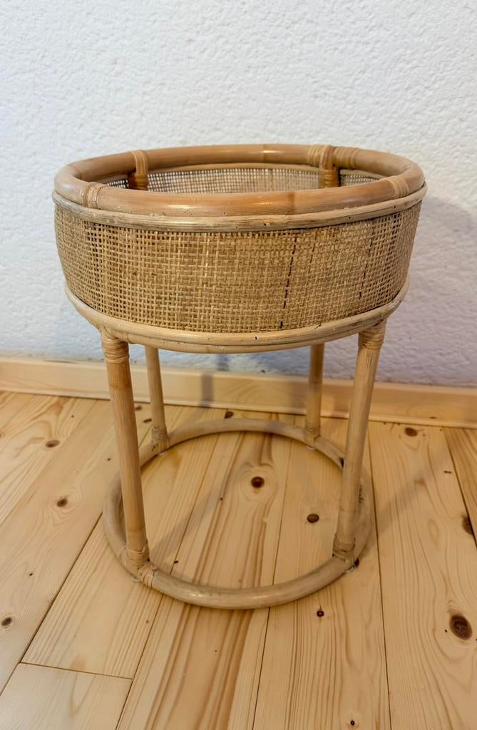 Koffie tafeltje bijzet tafel rotan, Huis en Inrichting, Tafels | Bijzettafels, Nieuw, Rond, 45 tot 60 cm, Minder dan 55 cm, Hout