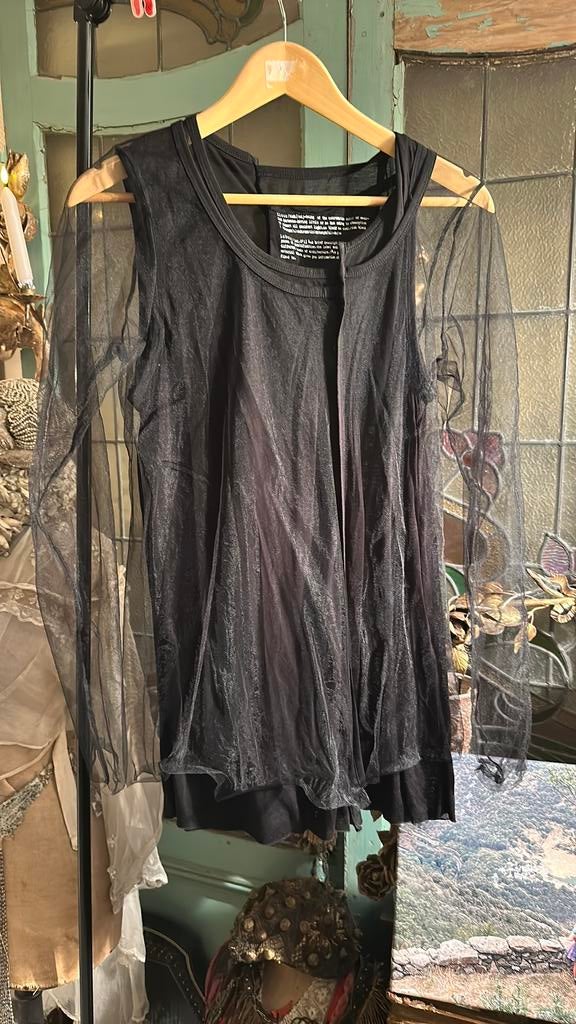 Rundholz tshirt hemd blouse met een tulle bovenlaag. L, Zwart, Maat 46/48 (XL) of groter, Ophalen of Verzenden, Zo goed als nieuw