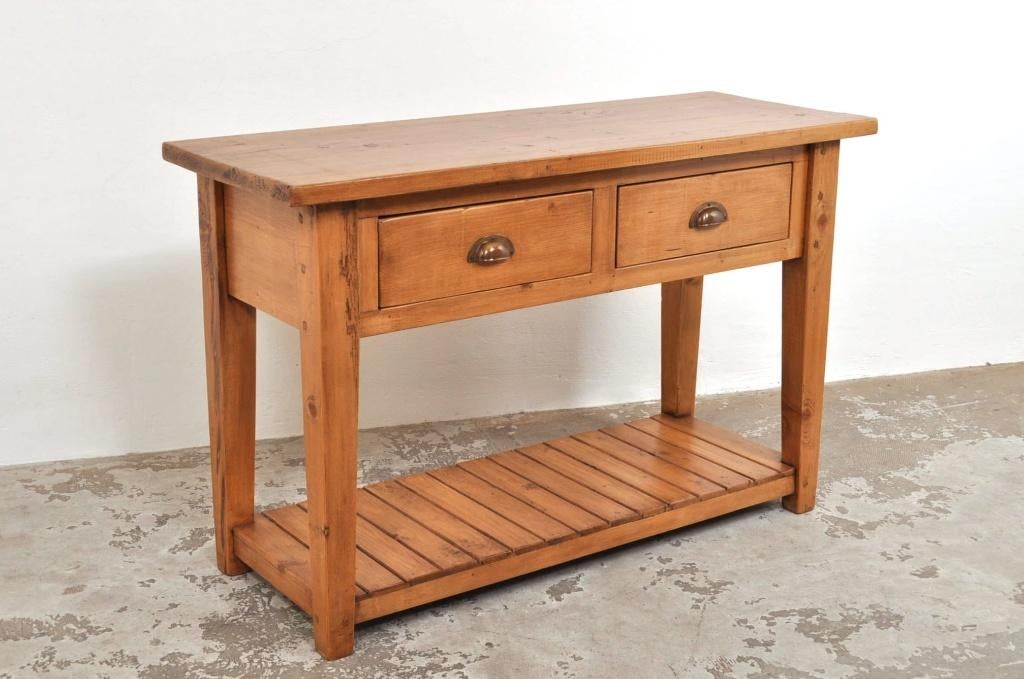 Vintage side table grenen bijzettafel haltafel jaren 30, Gebruikt, Ophalen of Verzenden, 75 cm of meer, 60 cm of meer
