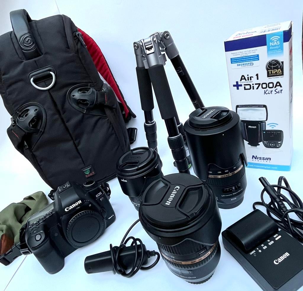 Complete set * Canon EOS 5D mark II * 3 toplenzen * flitsset, Ophalen, Gebruikt, Spiegelreflex, Canon