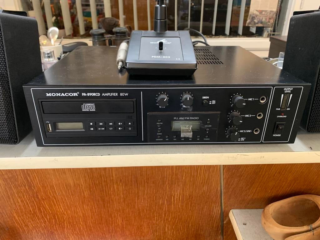 Versterker Monacor PA-890RCD 80W mono PA-mengversterker., Audio, Tv en Foto, Versterkers en Receivers, Ophalen of Verzenden, Zo goed als nieuw