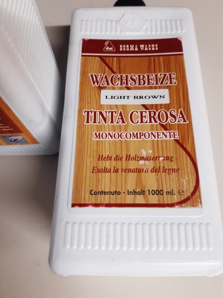 17 flacons van 1 ltr. Borma Wachsbeits,  licht bruin, Ophalen of Verzenden