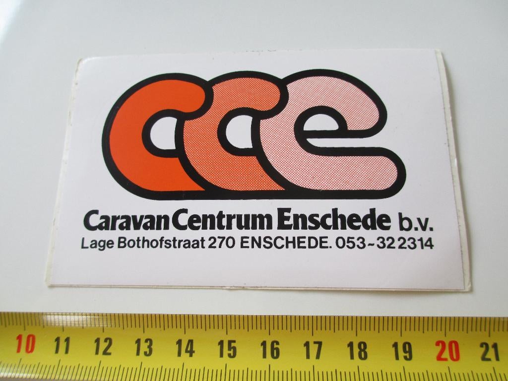 sticker CCE caravan centrum enschede lage bothofstraat, Verzamelen, Stickers, Zo goed als nieuw, Ophalen