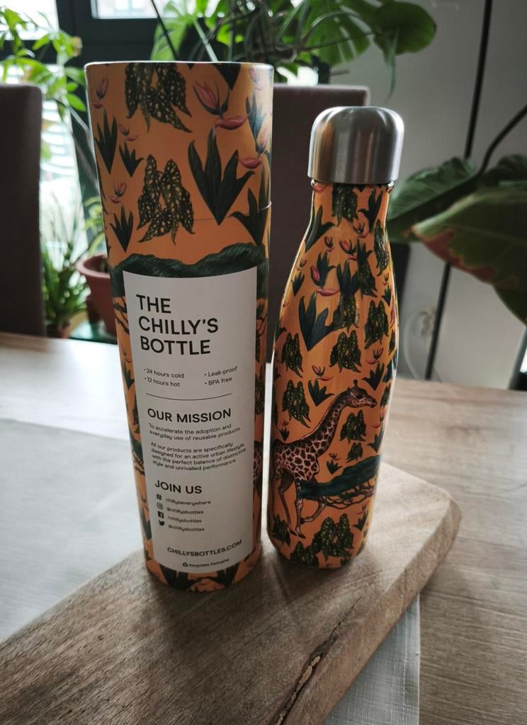 Chilly’s Tropical Edition drinkfles: Giraffe (500 ml), Ophalen, Zo goed als nieuw