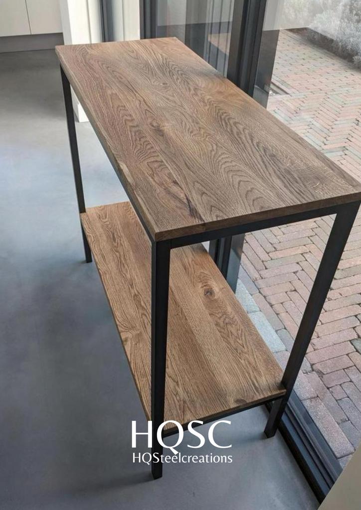 Foto 3 van Nieuwe side table op maat gemaakt met eiken hout poedercoat