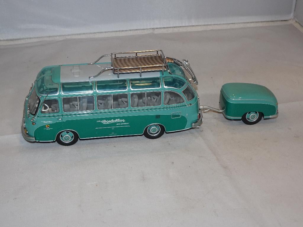 SCHUCO SETRA BUS MET AANHANGWAGEN ALS NIEUW (#752), Ophalen of Verzenden, Zo goed als nieuw, Bus of Vrachtwagen, Schuco