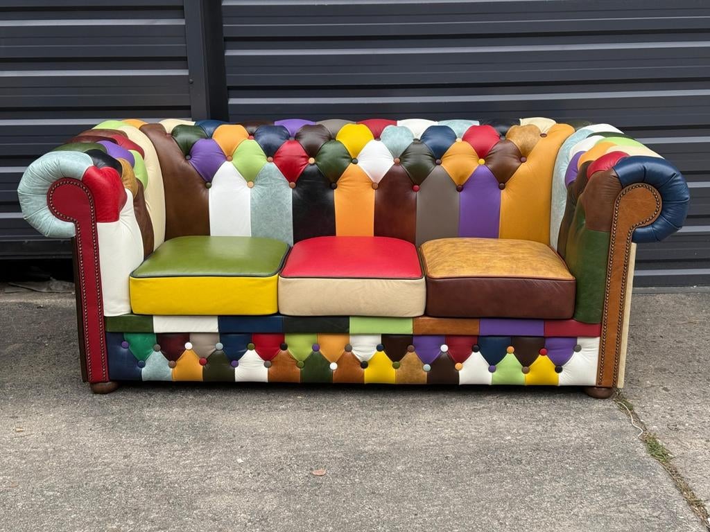 Foto 2 van Nieuwe Chesterfield bank Patchwork/ Multicolor + BEZORGING