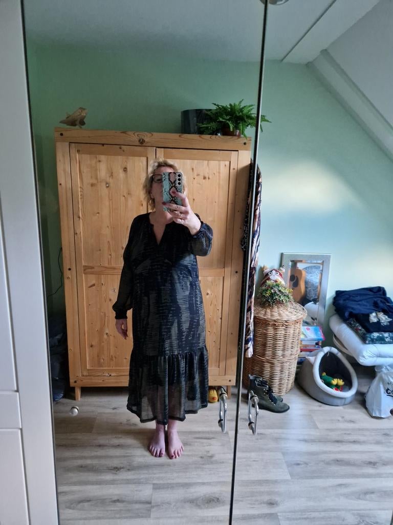 Luxzuz lange jurk - zwart/olijfgroen - maat M, Kleding | Dames, Maat 38/40 (M), Zwart, Ophalen of Verzenden, Zo goed als nieuw