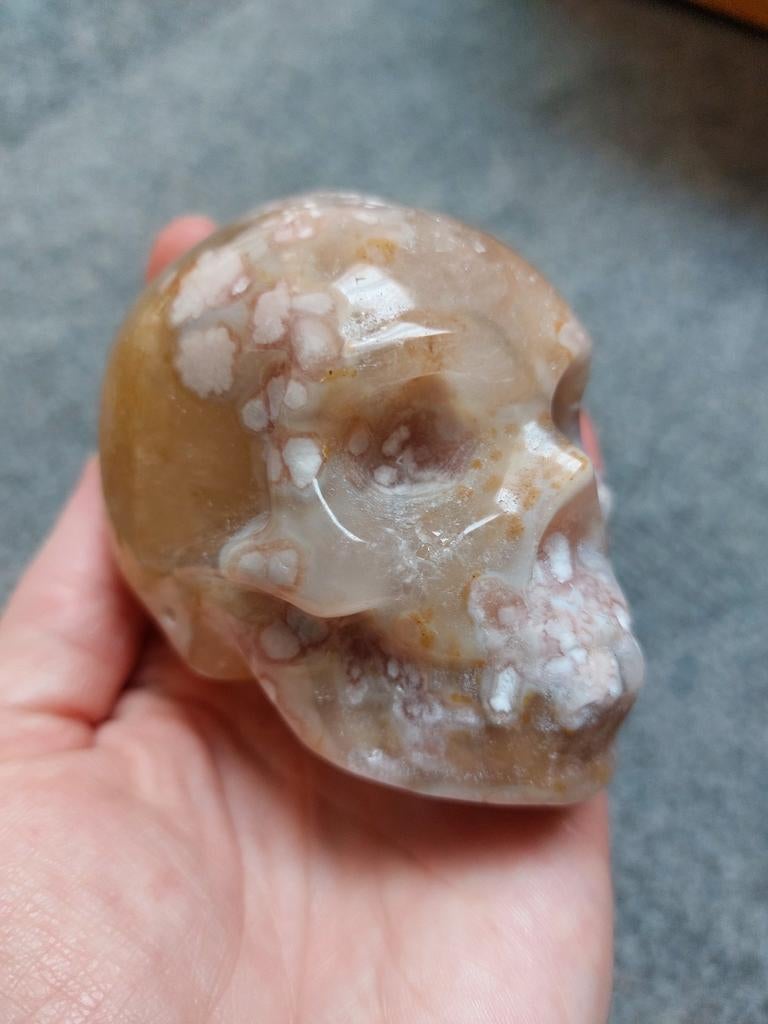 Koppige skull van bloemagaat en golden healer, Sieraden, Tassen en Uiterlijk, Edelstenen, Ophalen of Verzenden, Nieuw