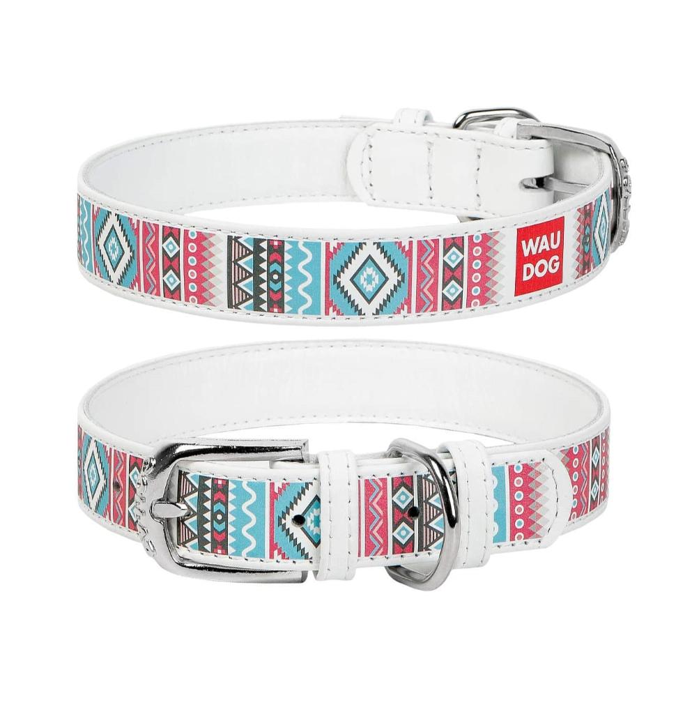 WAUDOG Ethno Lederen Halsband Wit Nekomtr 30-39 cm KOOPJE!!!, Dieren en Toebehoren, Ophalen of Verzenden, Handgemaakt, Nieuw