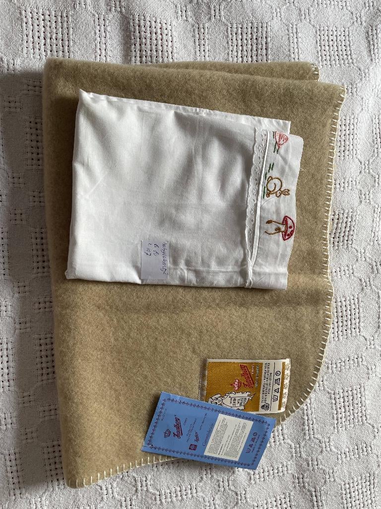 Wollen nieuw Zaalberg babydeken echte wol beige, Kinderen en Baby's, Ophalen, Nieuw, Minder dan 70 cm, Deken