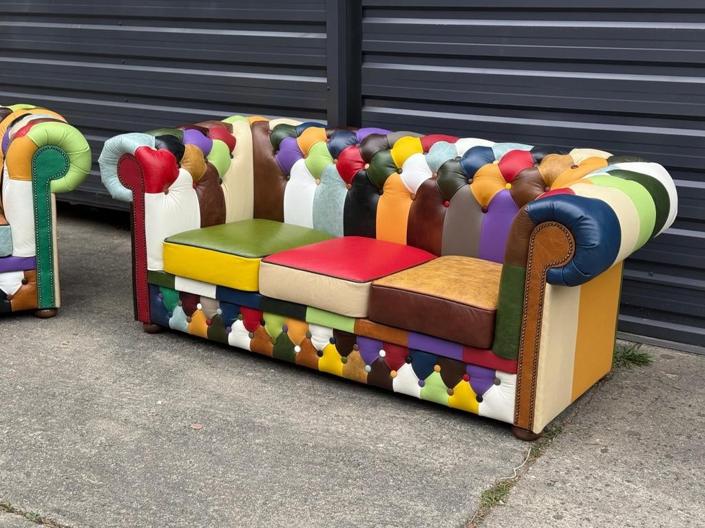 Foto 3 van Nieuwe Chesterfield bank Patchwork/ Multicolor + BEZORGING