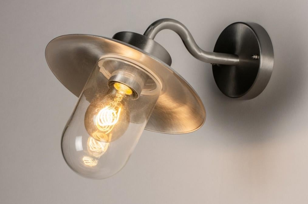 Buitenlamp wandlamp visserslamp aluminium glas tuin lamp, Ophalen of Verzenden, Nieuw, Glas
