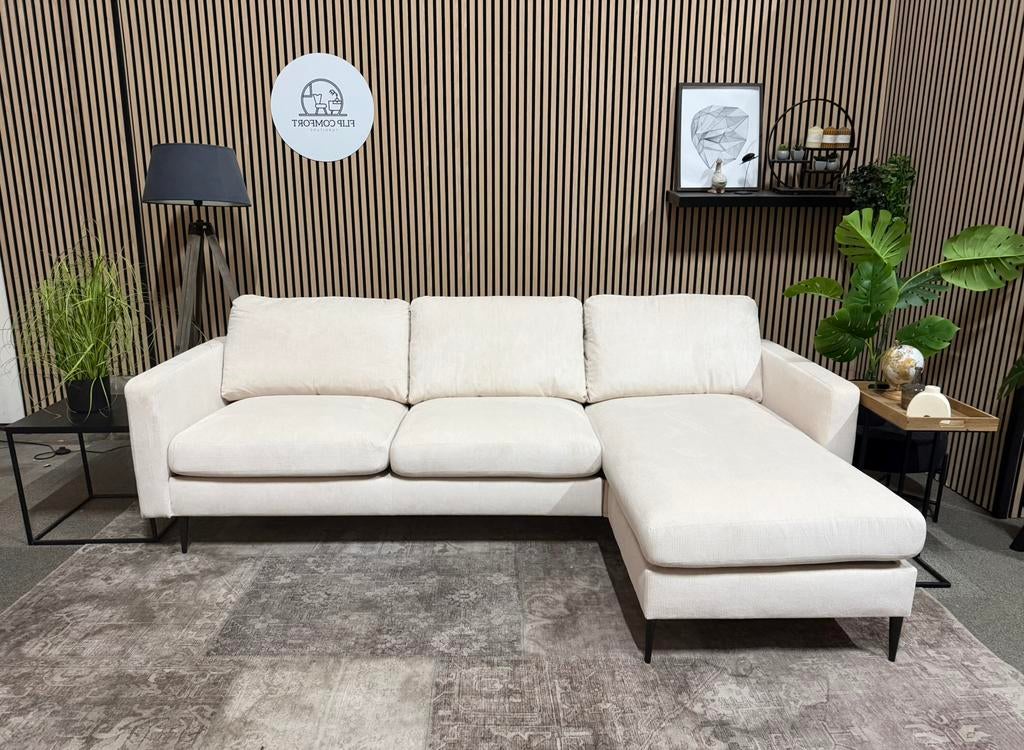 “GRATIS LEVERING” Nieuwe ribstof beige hoekbank! 245x150, 125 tot 150 cm, Ophalen of Verzenden, Stof, 200 tot 250 cm