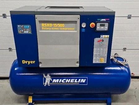 Michelin 15 PK 500 Liter Schroefcompressor Met Droger, Ophalen, 800 liter/min of meer, Zo goed als nieuw, Geluidgedempt