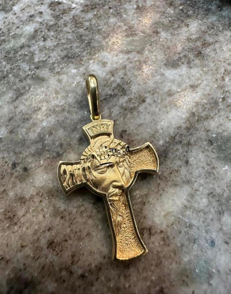 18k Gouden Kruis Hanger, Sieraden, Tassen en Uiterlijk, Kettinghangers, Ophalen of Verzenden, Nieuw, Goud, Kruis of Symbool