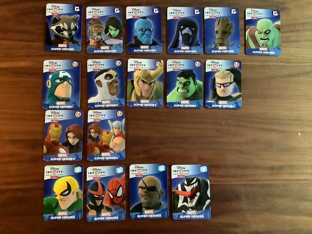 Disney Infinity 2.0 Marvel cards - kaarten 0,25 per stuk, Ophalen of Verzenden, Overige figuren, Zo goed als nieuw, Plaatje of Poster