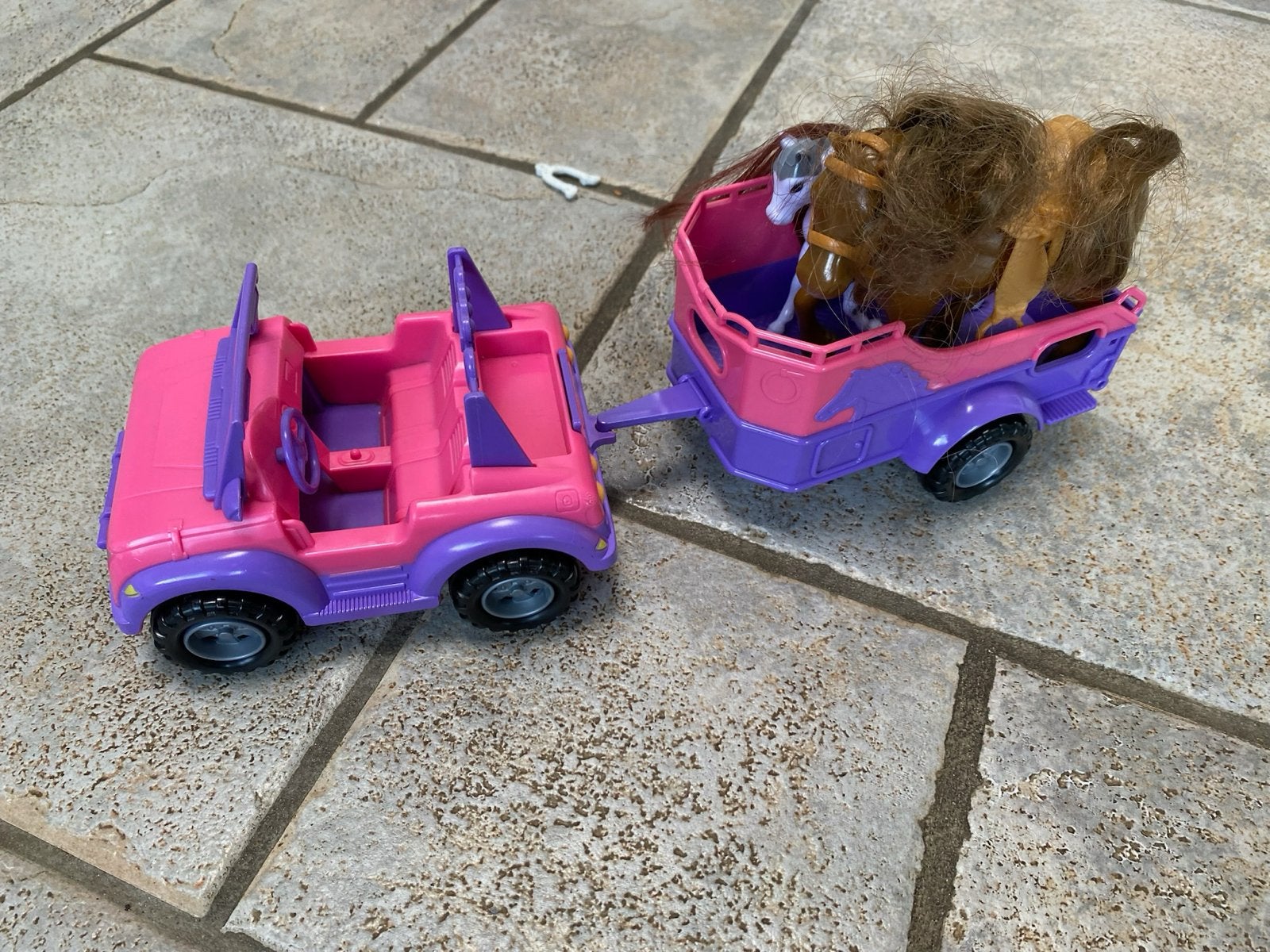 Simba Paardentrailer met Jeep en Paarden Speelset, Ophalen of Verzenden, Gebruikt