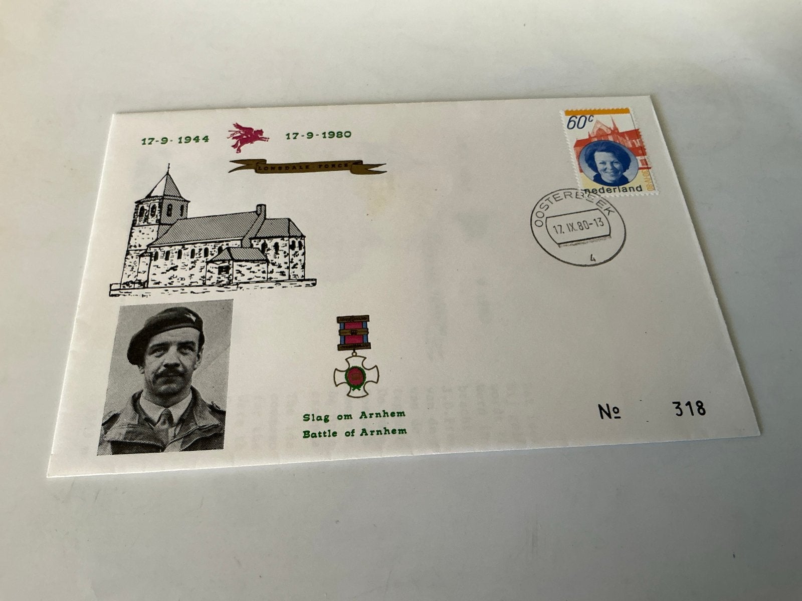 Eerste Dag Envelop Slag om Arnhem 1944-1980, Postzegels en Munten, Ophalen of Verzenden, Na 1940, Gestempeld