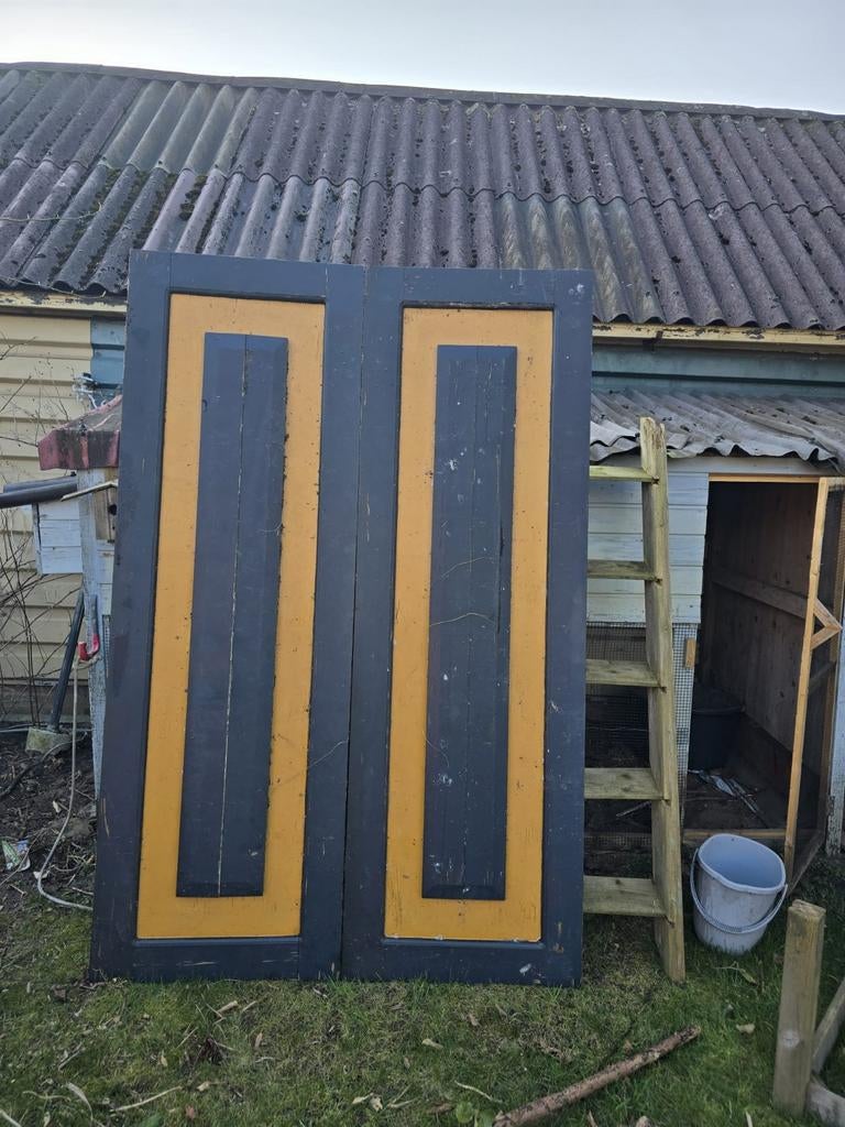 Houten luiken voor buiten - 70x213cm, Doe-het-zelf en Verbouw, Deuren en Horren, Gebruikt, Minder dan 80 cm, 215 cm of meer, Overige typen