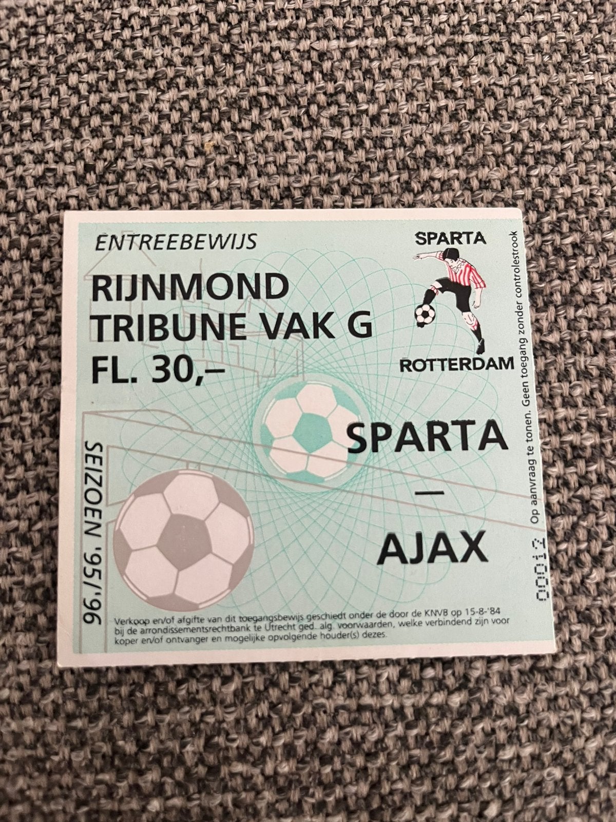 TICKET SPARTA-AJAX 95-96, Ophalen of Verzenden, Zo goed als nieuw, Ajax, Overige typen