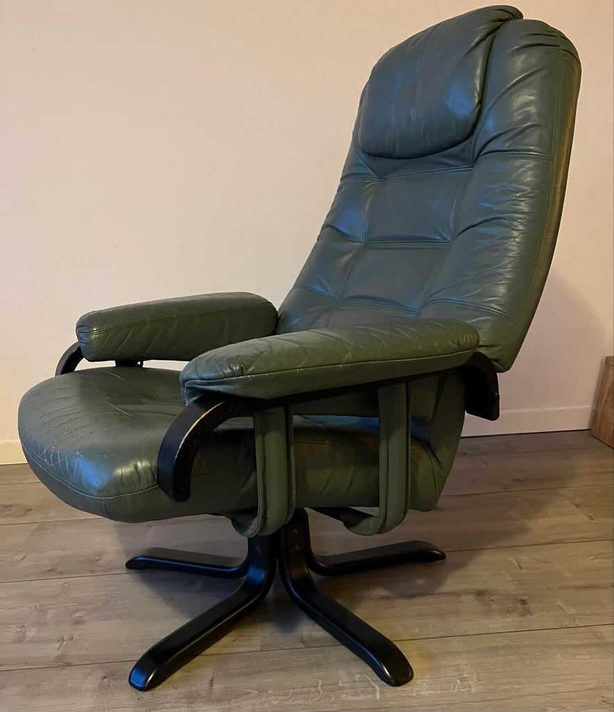 Leren draaifauteuil, Ophalen, Gebruikt, 50 tot 75 cm, Leer