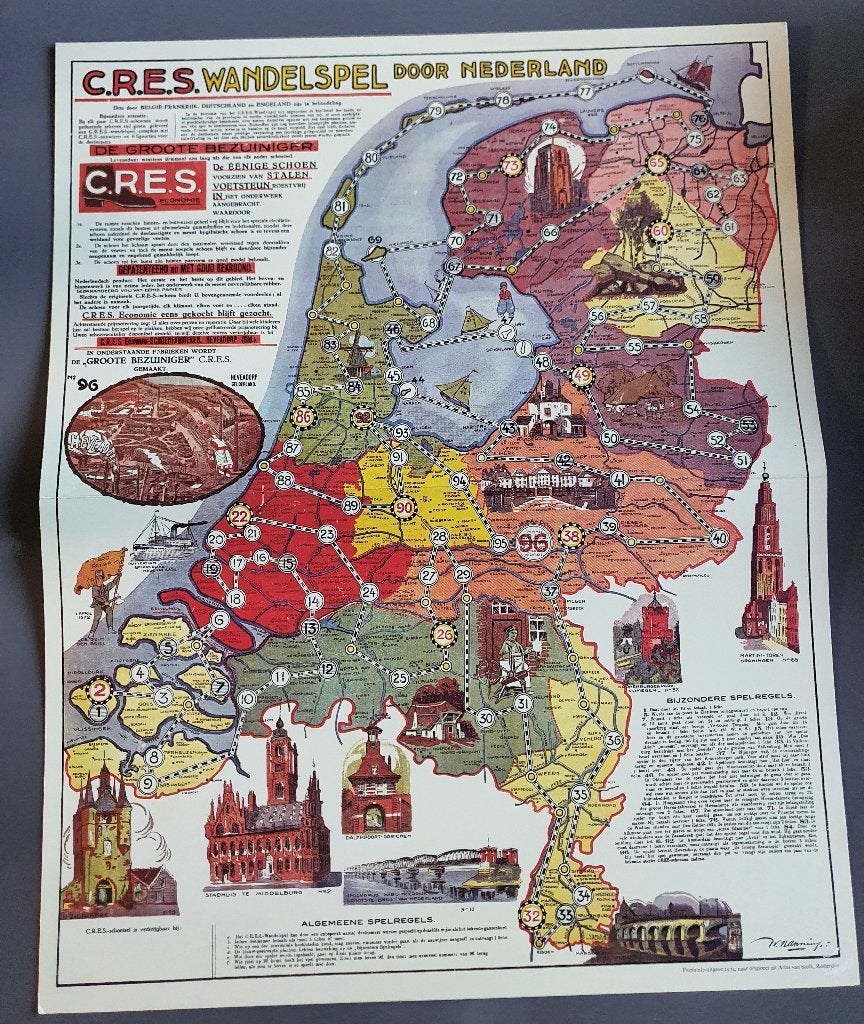 Vintage C.R.E.S. Wandelspel Nederland – Facsimile 1974, Ophalen of Verzenden