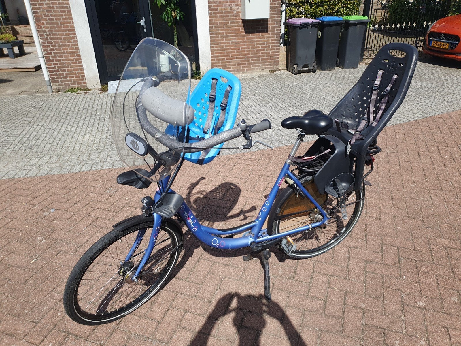 Rivel Balance mama fiets met kinderzitjes en scherm, Overige merken, Velgrem, Ophalen of Verzenden, 53 tot 56 cm