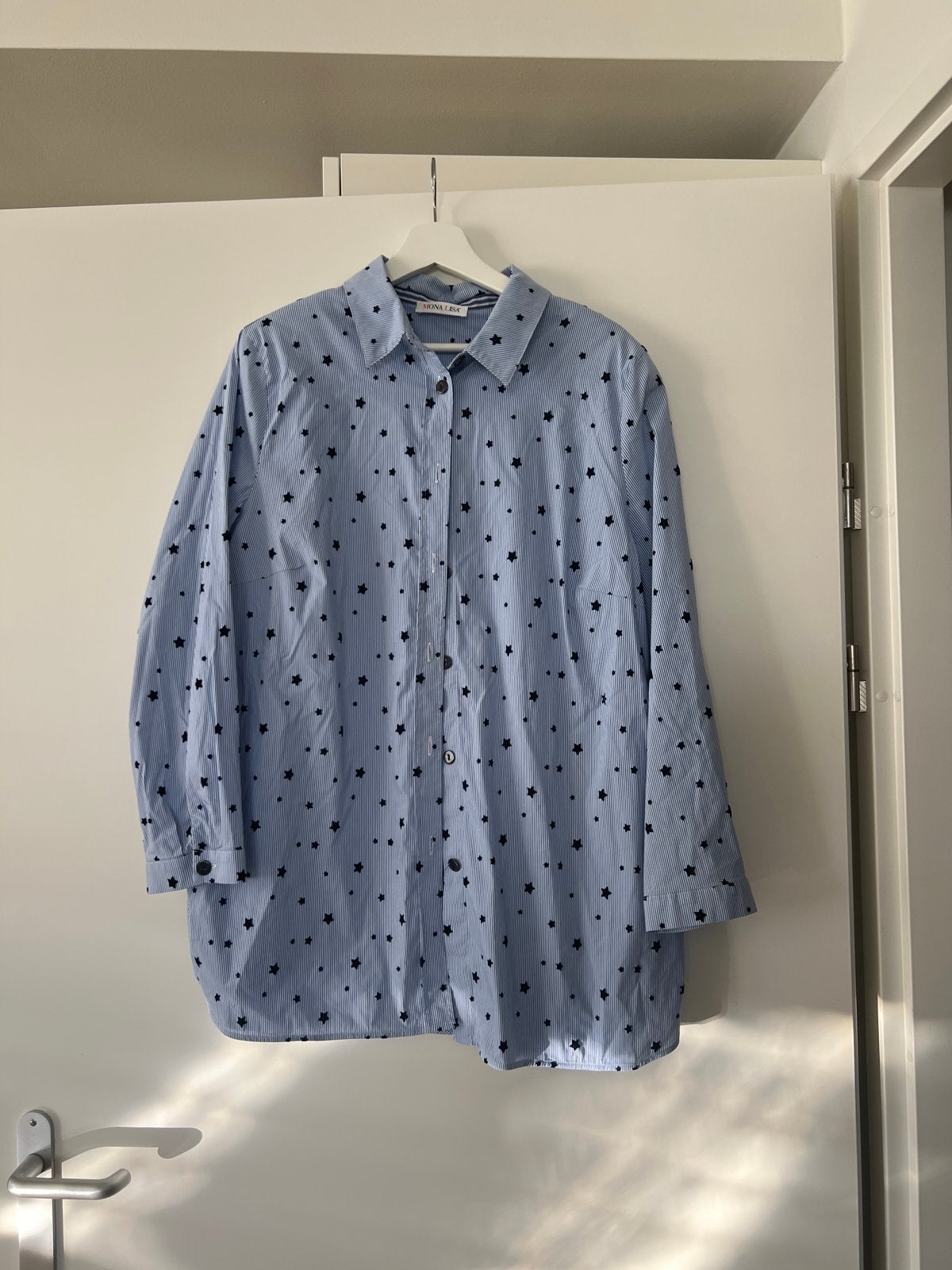 Mona Lisa blouse met fluwelen sterren - Maat 46, Ophalen of Verzenden, Zo goed als nieuw, Blauw, Blouse of Tuniek