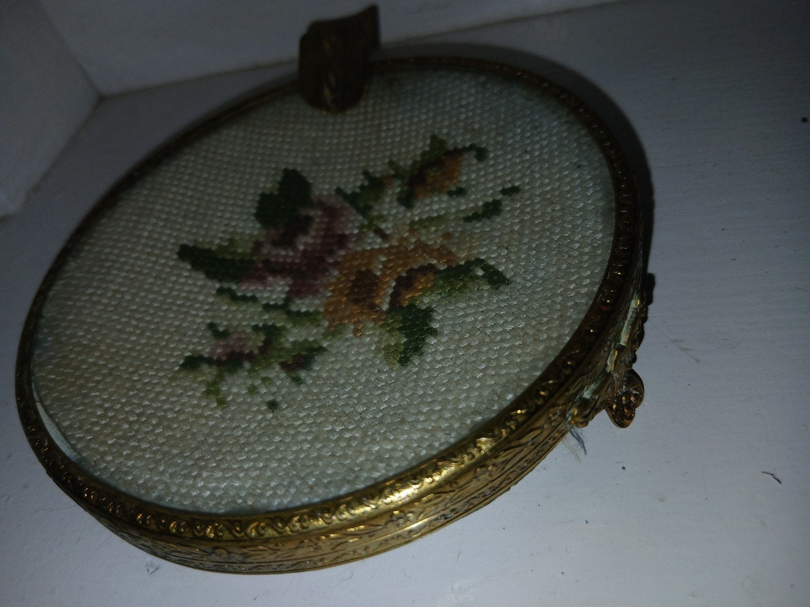Vintage   asbak met borduur, Ophalen of Verzenden