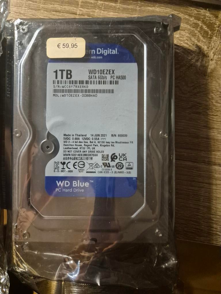 Nieuw Twee Western Digital harde schijven: 1TB en 500GB, Ophalen of Verzenden, Desktop