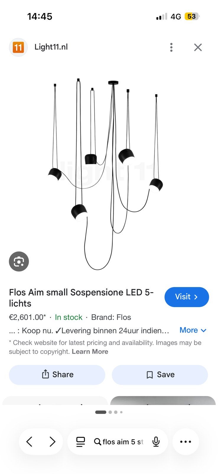 Flos aim small 5 stuks, Ophalen, Gebruikt, Flos, Metaal